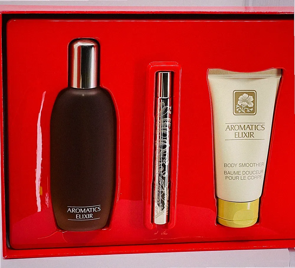 Clinique Aromatics Elixir Riches Gift Set Perfume Spray, Body Smoother NIB