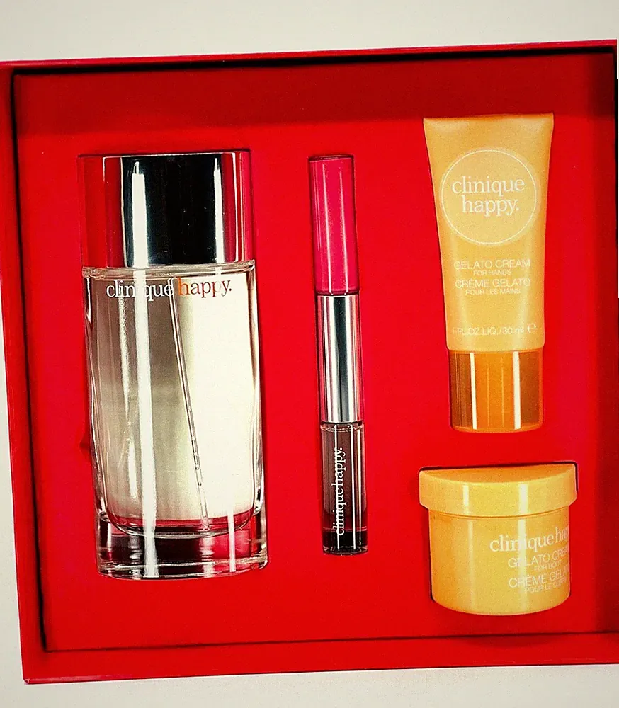 Clinique Happy 4 piece Gift set (EDP 3.4oz +Rosewater pop+ 1 oz+2 oz cream)