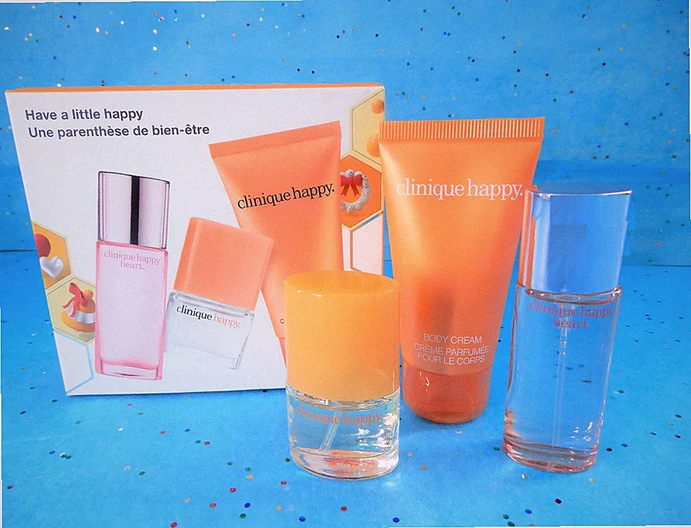 Clinique Have A Little Happy Set ~Happy Heart Perfume ~Happy Perfume ~Body Cream