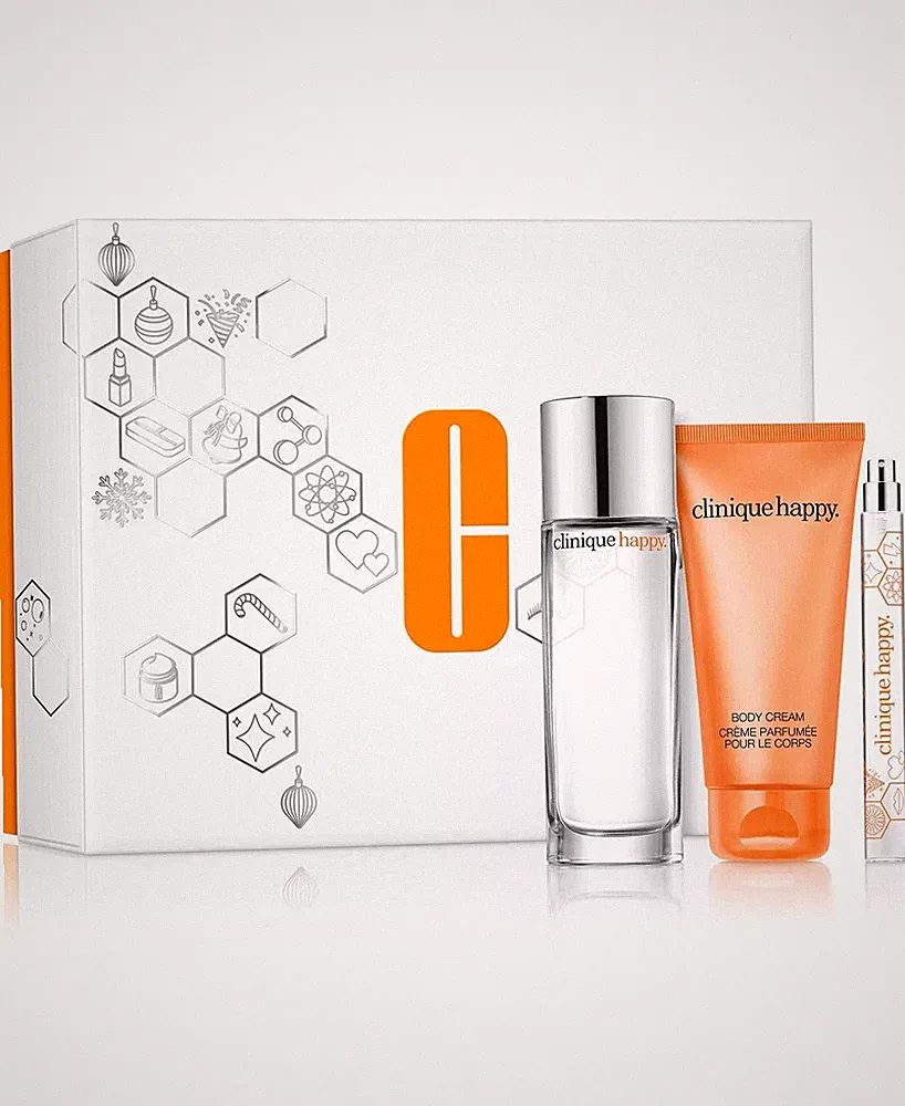Clinique Perfectly Happy Fragrance Gift Set 3pc - Perfume Spray & Body Cream NIB